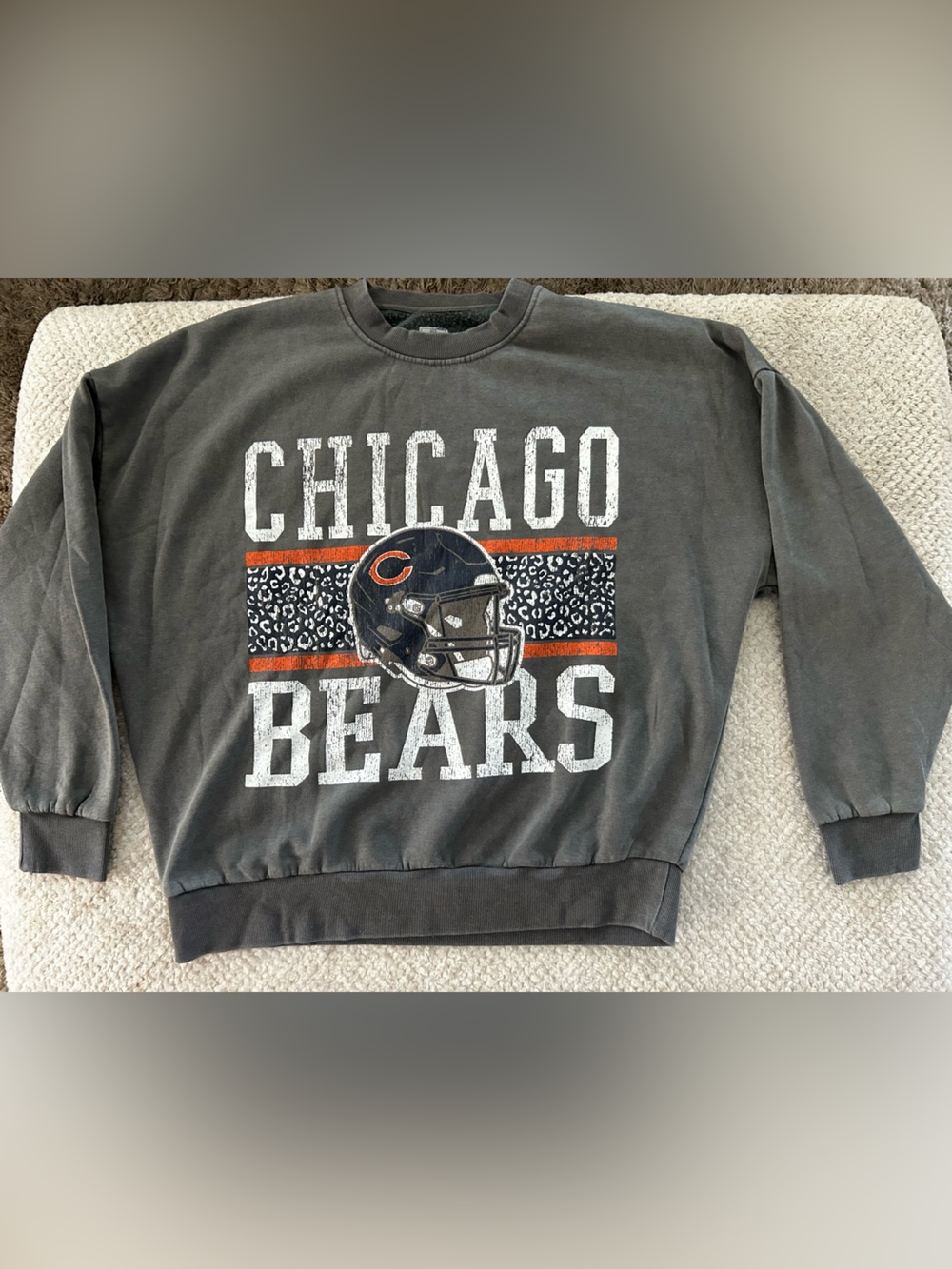 Givenchy Gray Chicago Bears Graphic Sweater with Orange Accent